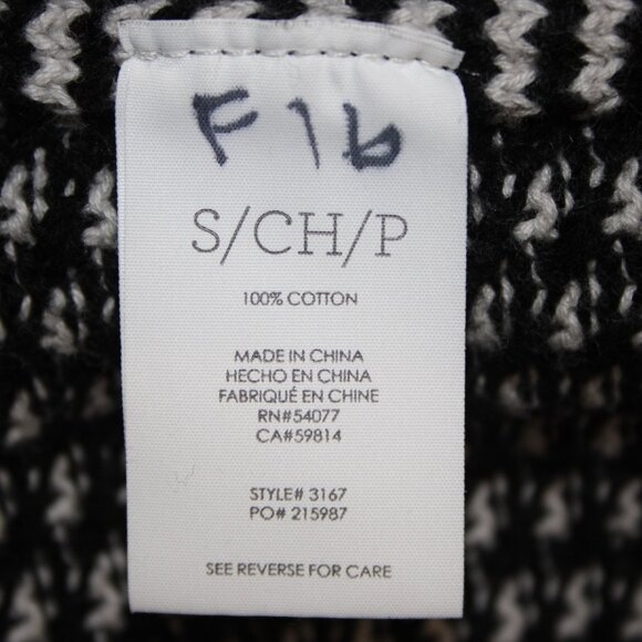 Cabi Sweater Sz S Black White Turtleneck Open Back Overlap 100% Cotton Sweater - Picture 14 of 16